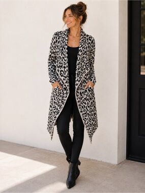 Anthropologie II Sisters Leopard Waterfall Cardigan Small